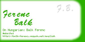 ferenc balk business card